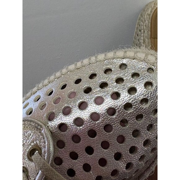 Loeffler Randall Gold Perforated Leather Platform Lace-Up Espadrille EU35 US 4.5 - Picture 8 of 9